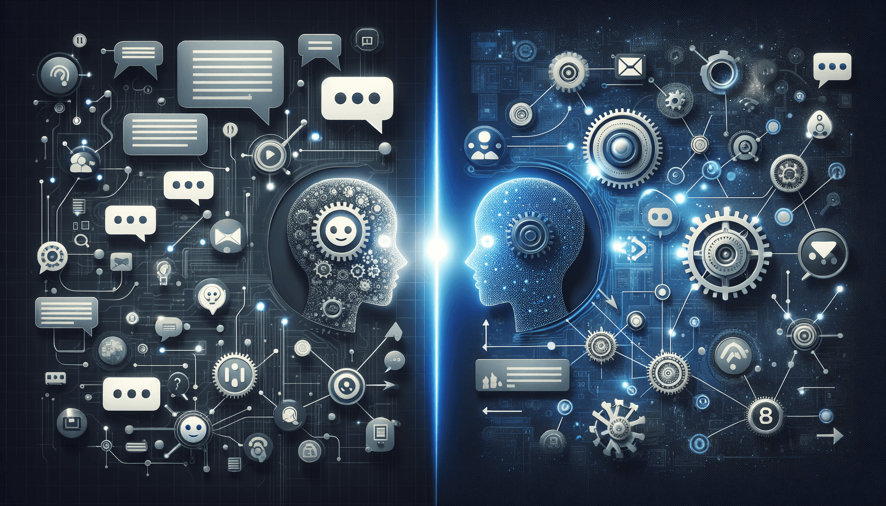 AI chatbots vs AI agents comparison illustration showing conversation versus automation workflows