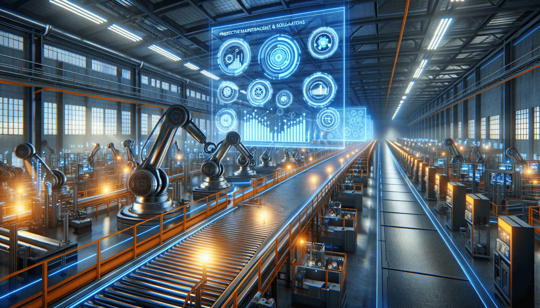 AI-powered smart manufacturing facility with predictive maintenance and quality control systems