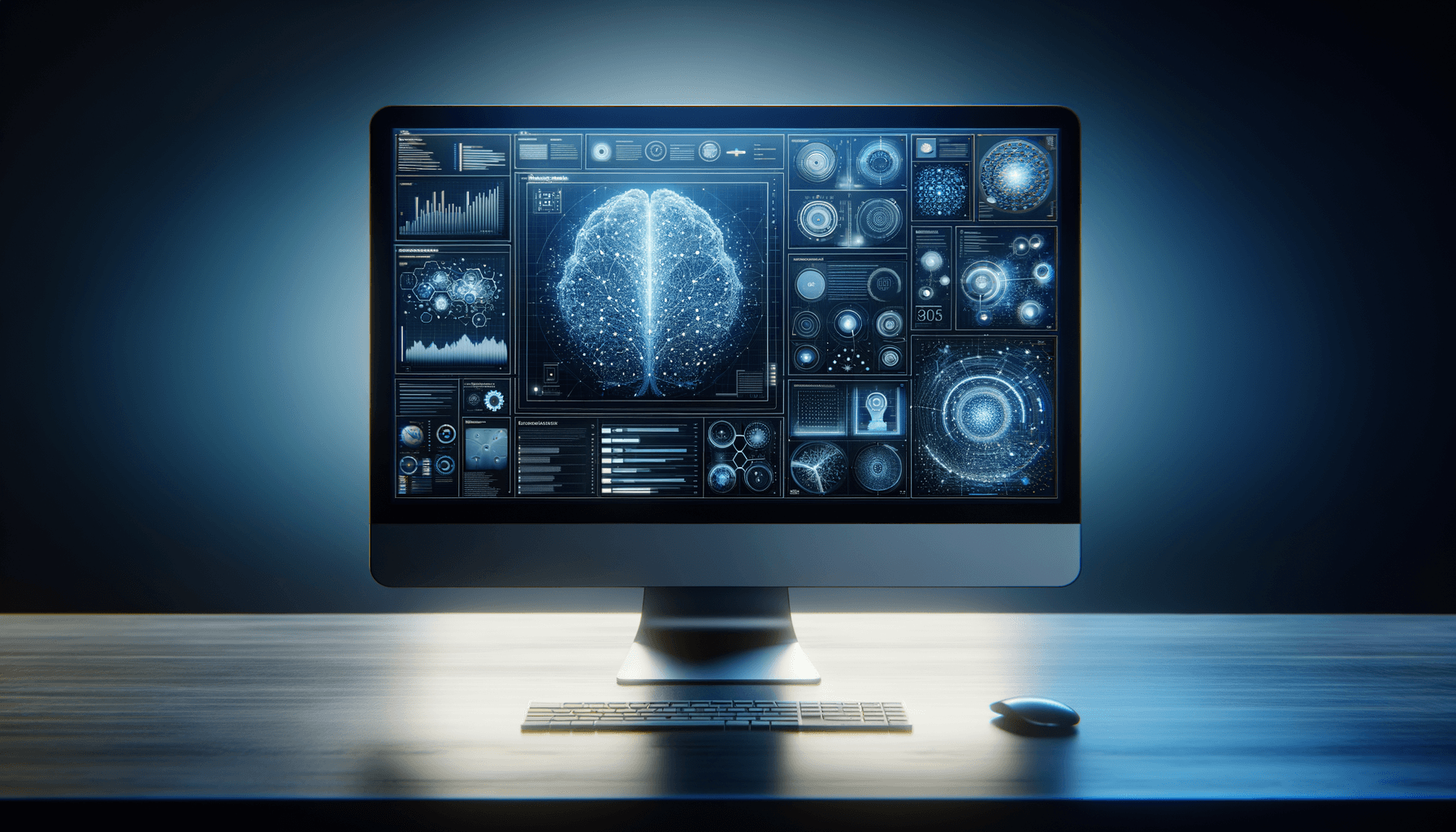 AI-powered website interface showing dynamic, adaptive web development features and intelligent design elements